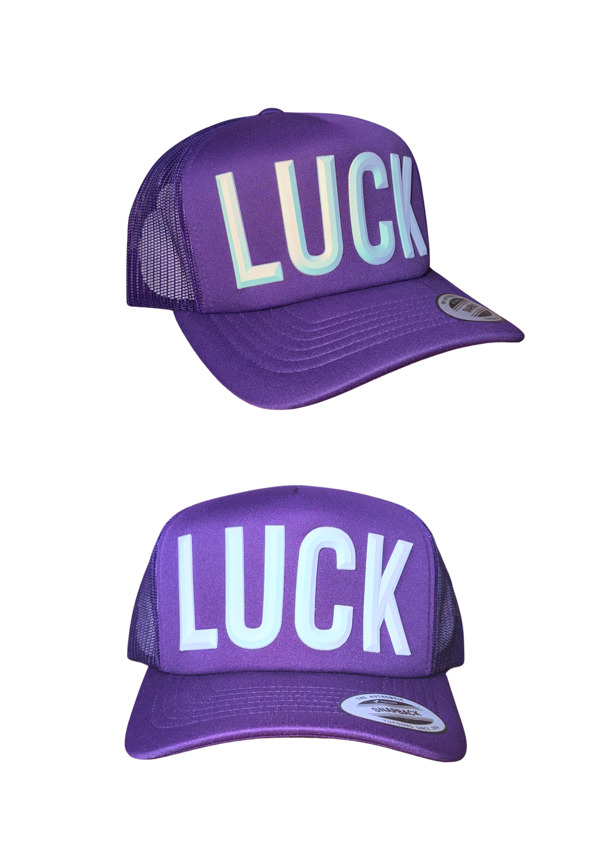 Purple Foam Trucker Cap - White LUCK
