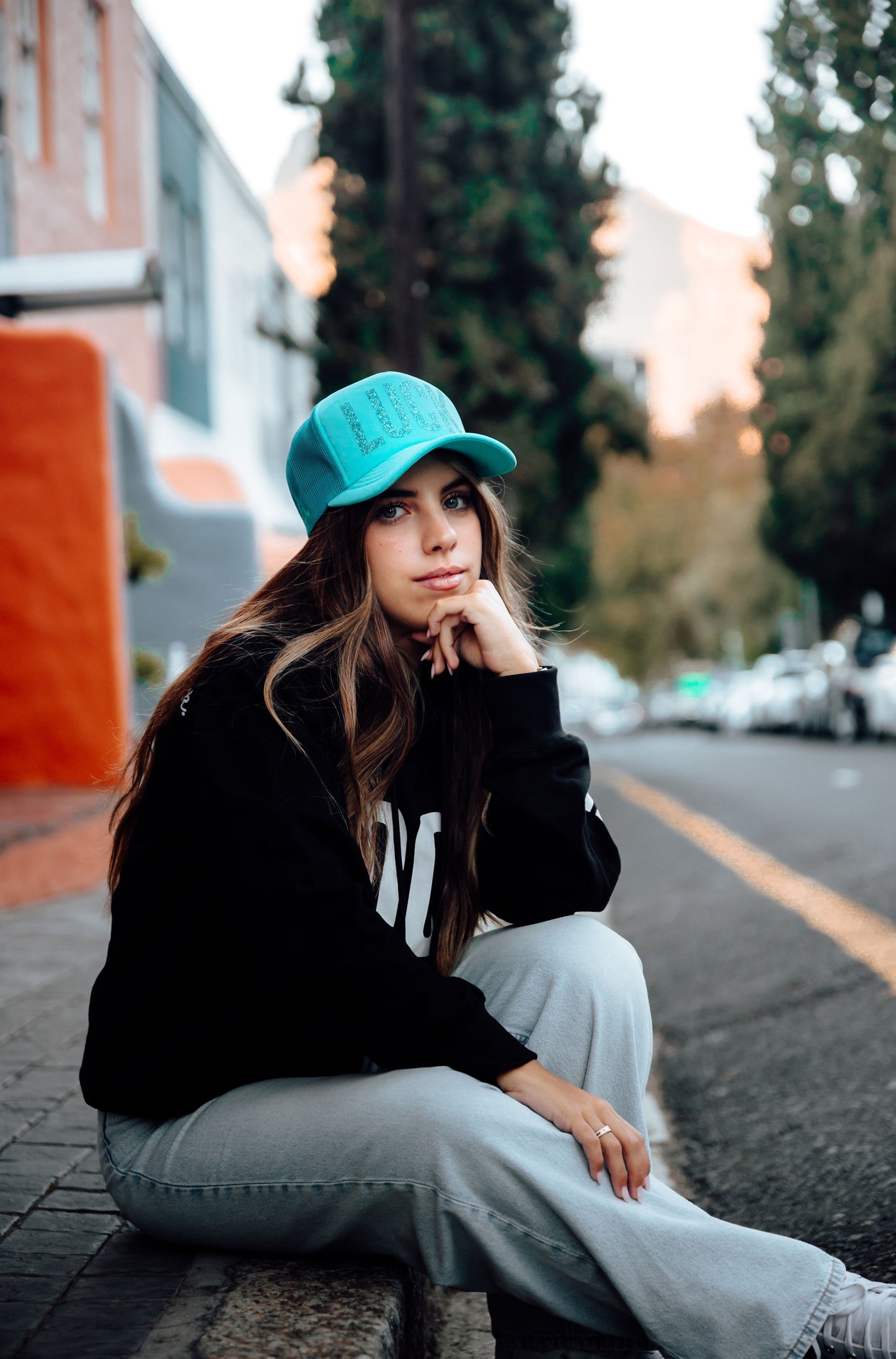 Aqua foam trucker cap - Aqua Glitter LUCK