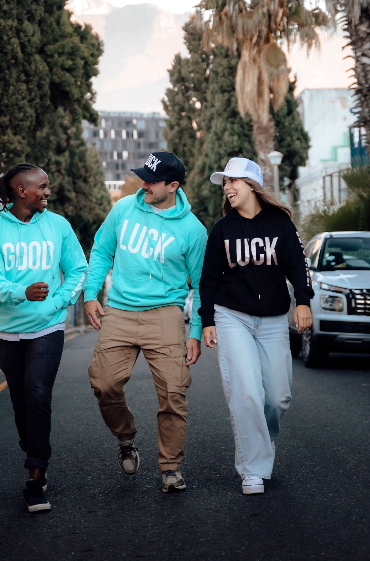 Black Unisex Hoodie - Rose Gold "LUCK"