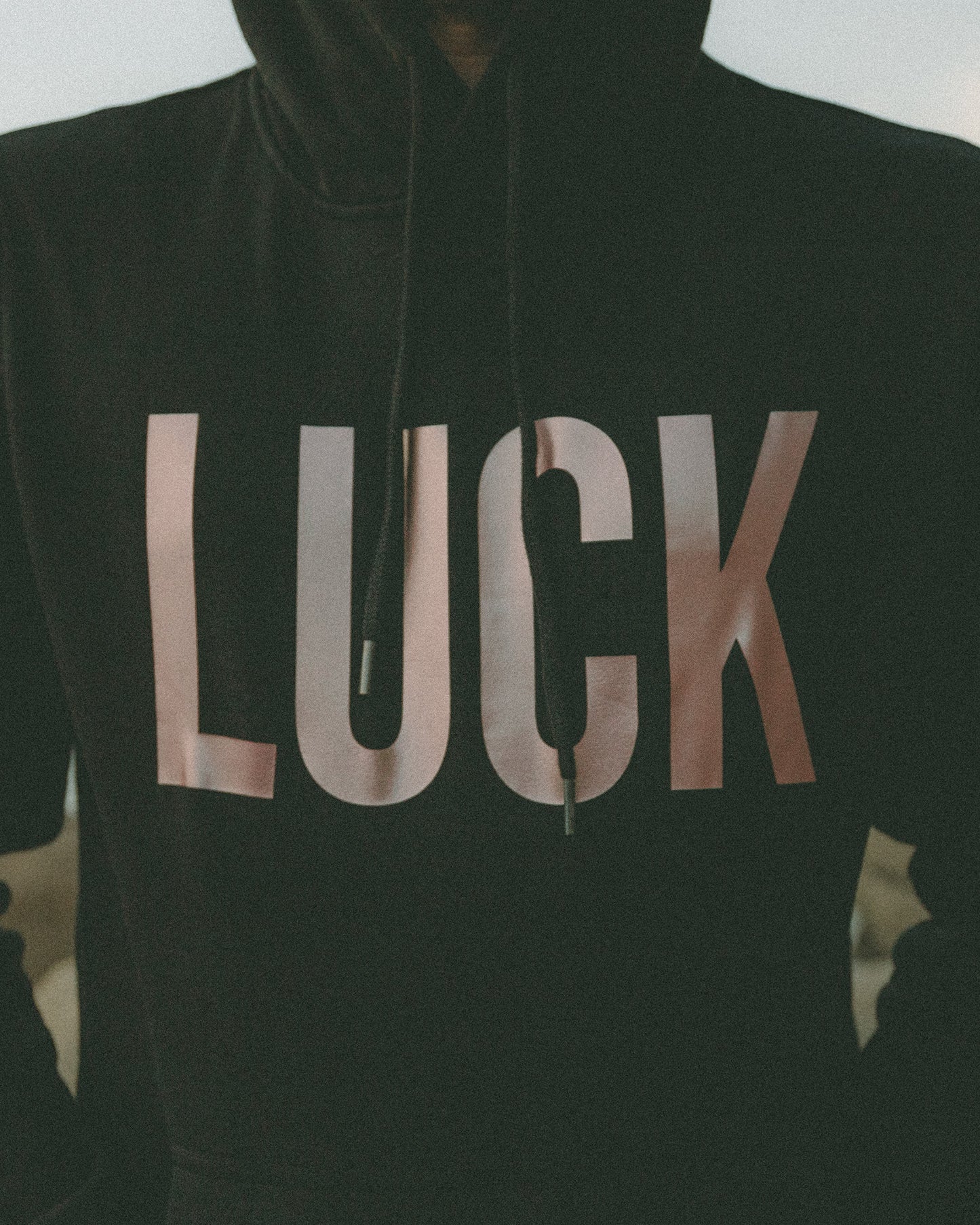 Black Unisex Hoodie - Rose Gold "LUCK"