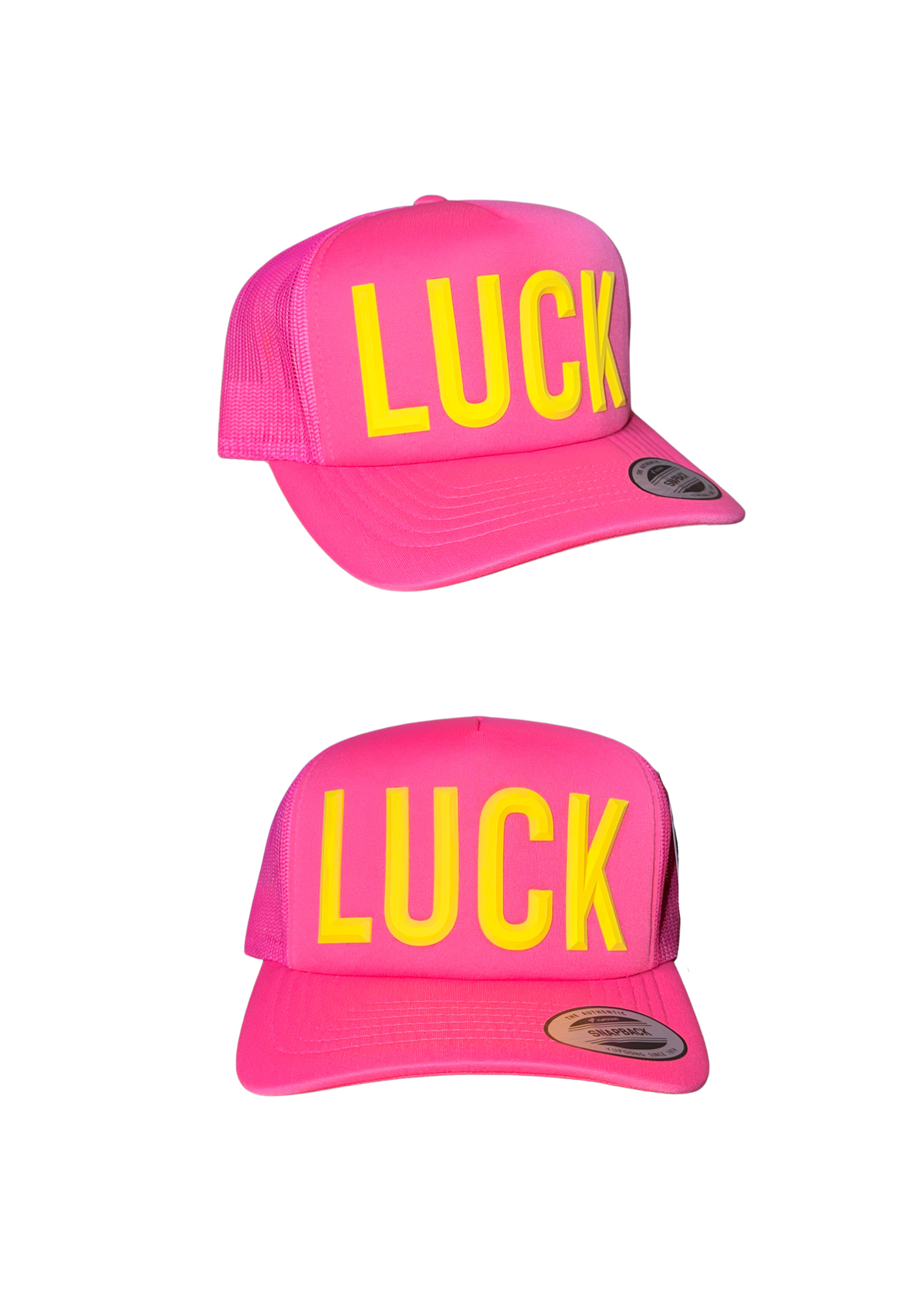 Pink Foam Trucker Cap - Yellow LUCK