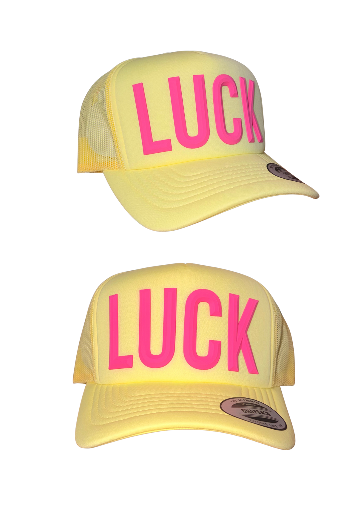 Yellow Foam Trucker Cap - Pink LUCK