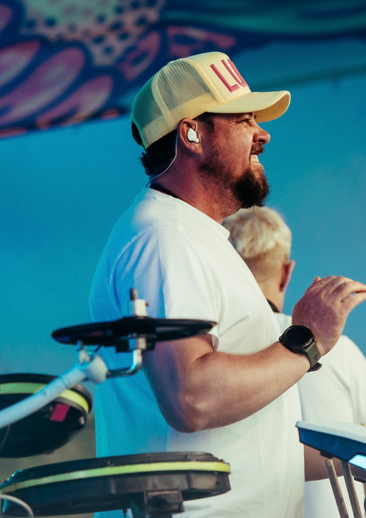 Yellow Foam Trucker Cap - Pink LUCK