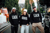 Black Unisex Hoodie - White "GOOD" or "LUCK"