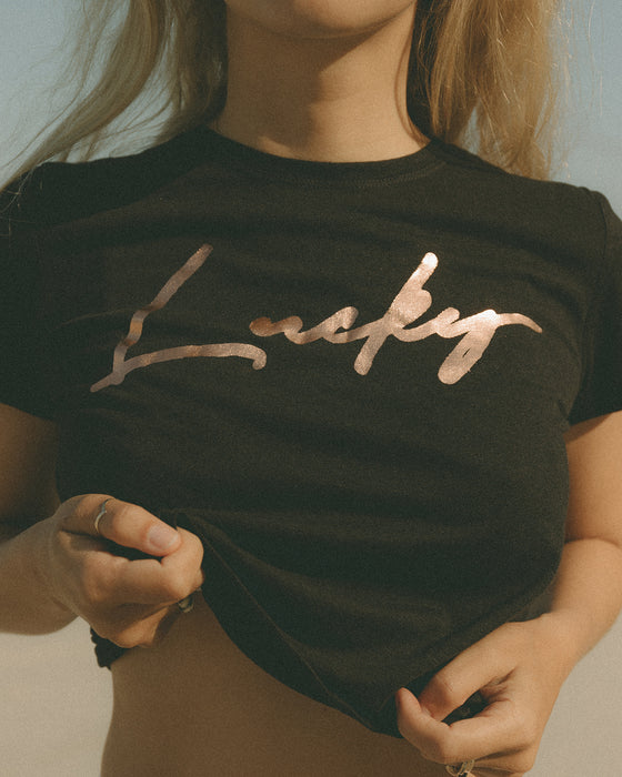 Rose Gold LUCKY Cropped T-Shirt
