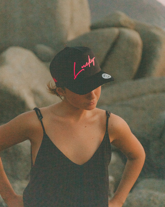 Pink "LUCKY" Basic Trucker Cap